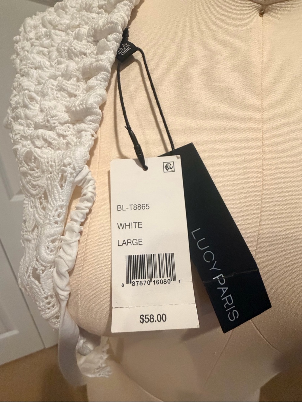 Lucy Paris White Lace V-Neck Cropped Camisole - Picture 6 of 6